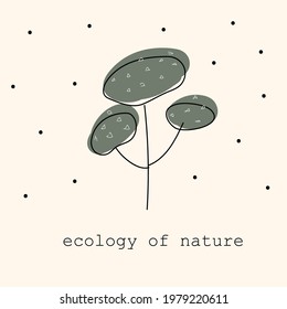 
poster with tropical tree. nature, green bush