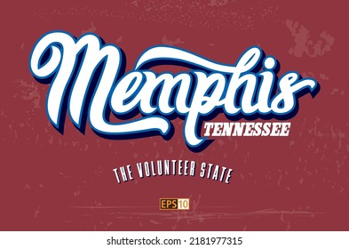 Ein Poster oder T-Shirt-Design, das die Stadt Memphis, Tennessee, USA, gefeiert, bekannt als der Volunteer-Staat aufgrund der Schlüsselrolle, die Freiwillige der Tennessee-Miliz im Krieg von 1812 gespielt