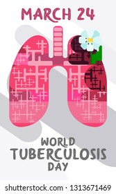 poster for tuberculosis day on bright on bright with chamomile