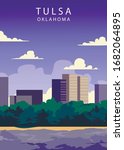 Poster Tulsa landscape. Tulsa vector illustration.