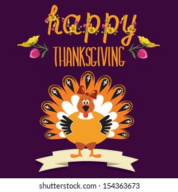 Poster with turkey.Typography.Vector illustration.