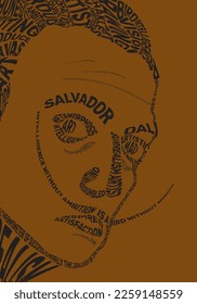 Poster typography design. Vector art, editable template with artist, ready for print. Poster with painter's quote.