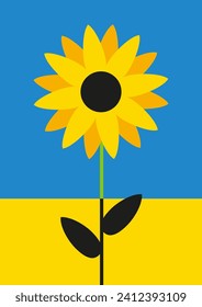 Poster in Ukrainian colors with sunflower. Poster graphic design. Vector Poster in Ukrainian colors with sunflower. Poster graphic design. Vector illustration.