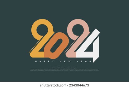 afiche con números únicos y clásicos de la celebración del año 2024 en color vintage.