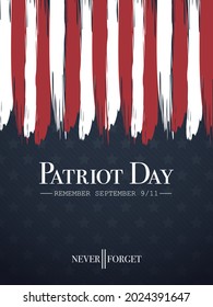 Poster for USA Patriot Day. Never forget editable text. Vector illustration on a blue background with stars.