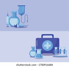 poster with vaccination icons and health, medical immunization vector illustration design