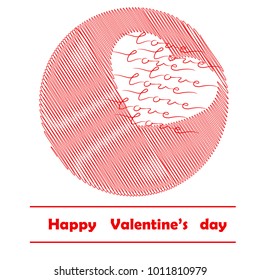 Poster Valentine's Day card with abstract background of hearts, romantic words vector illustration