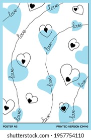 Poster for valentine's day, march 8, womens day, love day. Vector poster, for print
