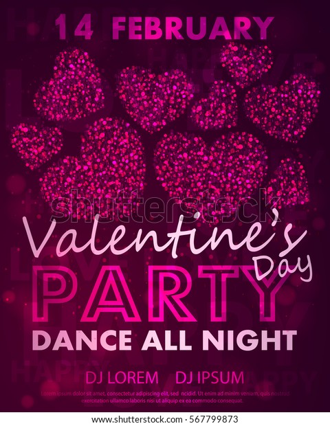 Poster Valentines Day Party Dance Template Stock Vector (Royalty Free ...