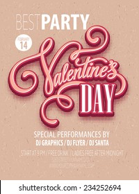 Poster Valentine's Day Party. Vector illustration