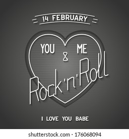 Poster for Valentine's Day in retro style of black and white movie. Vector CMYK eps10