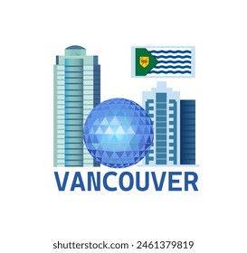 Cartel en Vancouver (Canadá). Diseño plano. Ilustración vectorial