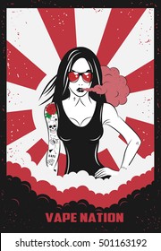 Poster For Vape Shop. Vape Nation. Vector Illustration