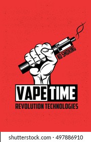 Poster For Vape Shop. No Smoking Vape Time. Vector Illustration