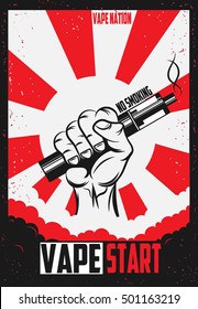 Poster For Vape Shop. Vector Illustration. Vape Start