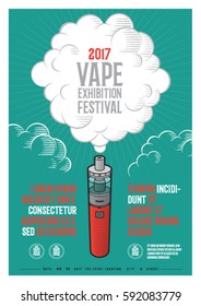 Poster. Vaporizer Festival and Exhibition.
Vaporizer with cloud and letters in vintage style.