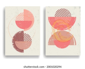 Afiche con varios elementos geométricos en estilo de arte moderno. Diseño mínimo con formas geométricas. Folleto de moda. Ilustración del vector.