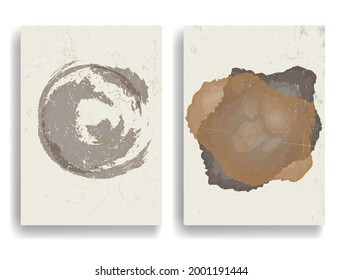 Poster with various geometrical elements in modern art style . Minimal design with geometric shapes . Trendy brochure . Vector illustration .