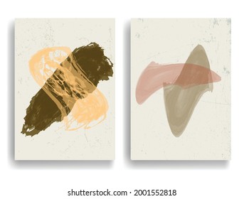 Poster with various geometrical elements in modern art style . Minimal design with geometric shapes . Trendy brochure . Vector illustration .