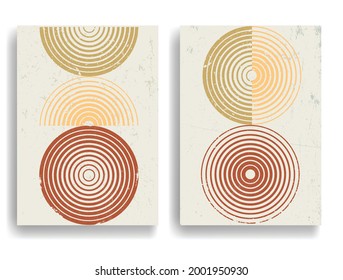 Afiche con varios elementos geométricos en estilo de arte moderno. Diseño mínimo con formas geométricas. Folleto de moda. Ilustración del vector.
