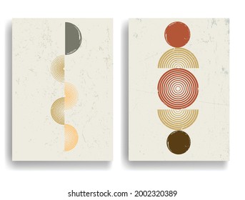 Poster mit verschiedenen geometrischen Elementen im modernen Kunststil . Minimales Design mit geometrischen Formen . Trendy Broschüre . Vektorgrafik .