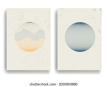 Poster with various geometrical elements in modern art style . Minimal design with geometric shapes . Trendy brochure . Vector illustration .