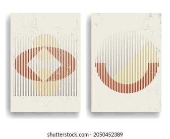Poster mit verschiedenen geometrischen Elementen im modernen Kunststil . Minimales Design mit geometrischen Formen . Trendy Broschüre . Vektorgrafik .