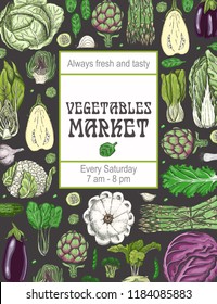A poster with various vegetables. Vector illustration for your design