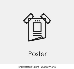 Poster vector icon. Editable stroke. Symbol in Line Art Style for Design, Presentation, Website or Apps Elements, Logo. Pixel vector graphics - Vector