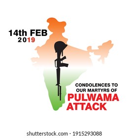 Poster, vector illustration, graphic art for Pulwama Attack occured on 14 th feb 2019. Condolence to the CRPF Jawans.