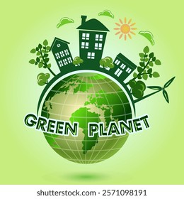 poster vector illustration Green Planet concept ecology environment