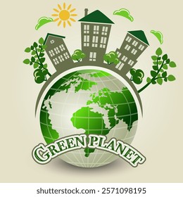 poster vector illustration Green Planet concept ecology environment