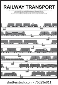 Poster with vector images of railway theme