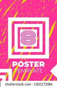 Poster vector mockup template. Hand drawn pink and yellow illustration background, decorative elements design catalog, cover, poster. Design brochure, graphic design printing background, poster layout