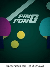 Poster vector ping pong. Flat illustration table tennis rackets and balls