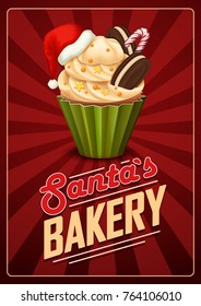 Poster vector template with Christmas cupcake