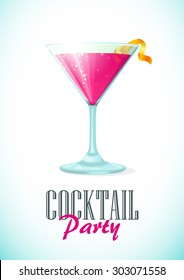 Poster Vector Template With Cocktail. Party Invitation.