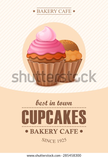 Poster Vector Template Cupcakes Advertising Bakery Stock Vector ...