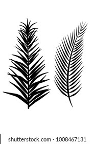 Poster with the vectorized drawing of a palm leaf. Vector