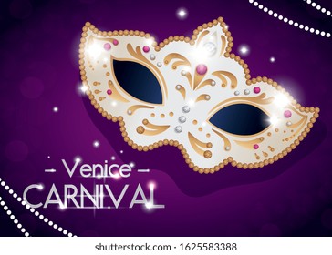 poster of venice carnival with mask vector illustration design