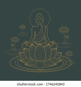 The poster of vesak day with vector illustration style.
