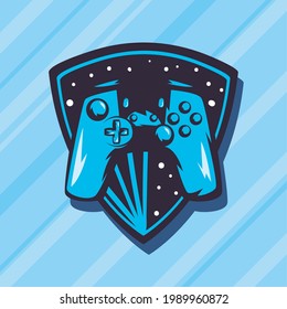poster with video game control retro style
