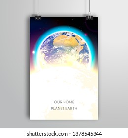 Poster with view of Planet Earth from the side of the Moon