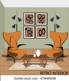 Poster of vintage interior design.