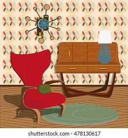 Poster of vintage interior room.