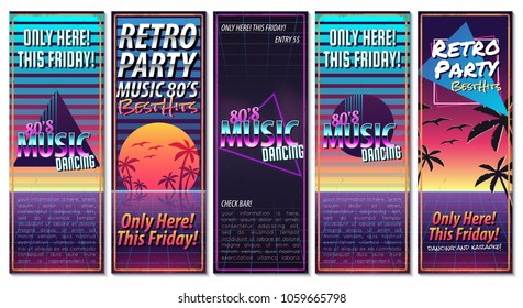 The poster in vintage style on a retro party banner, invitation, flyer, advertising. Vector illustration of retro disco and dance.