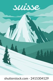 poster vintage switzerland mountain design