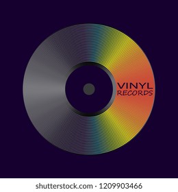 Poster of vinyl player record with rainbow colors