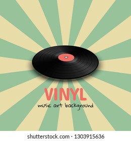 Poster of vinyl player record. Retro, vintage music template banner. Vector Vinyl Lover interior background