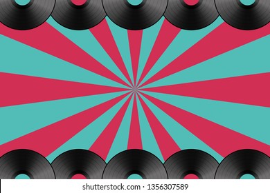 Poster of vinyl player record. Retro music banner